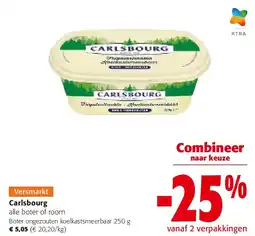Colruyt Carlsbourg Boter ongezouten koelkastsmeerbaar 250 g aanbieding