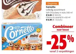 Colruyt Cornetto Classico & caramel 8 x 60 ml aanbieding