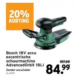 GAMMA Bosch 18V accu excentrische schuurmachine AdvancedOrbit 18LI aanbieding