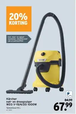 GAMMA Kärcher nat- en droogzuiger WD3 V-15/4/20 1000W Tankinhoud 15 L aanbieding