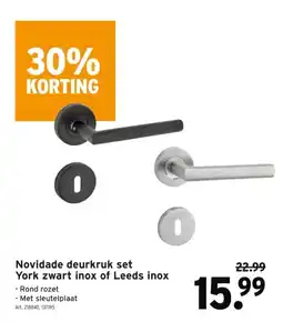 GAMMA Novidade deurkruk set York zwart inox of Leeds inox aanbieding