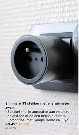 GAMMA Slimme WIFI stekker met energiemeter zwart aanbieding