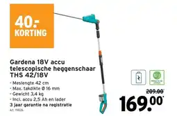 GAMMA Gardena 18V accu telescopische heggenschaar THS 42/18V aanbieding