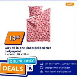 Action Lazy all-in-one kinderdekbed met hartjesprint aanbieding
