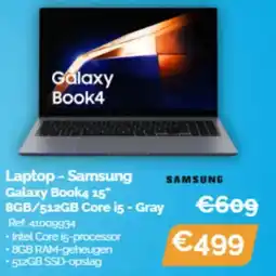 Krëfel Samsung Laptop Galaxy Book4 15″ 8GB/512GB Core i5 - Gray aanbieding