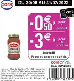 Cora Bertolli Pesto ou sauces aanbieding