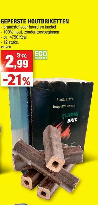 Hubo Geperste Houtbriketten aanbieding