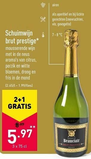 ALDI Schuimwijn brut prestige aanbieding