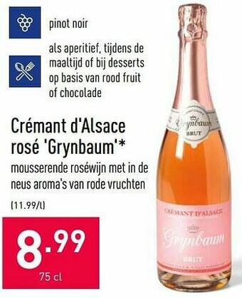 ALDI Crémant d`alsace rosé grynbaum aanbieding