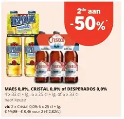 Spar Cristal 0,0% 6 x 25 cl + Ig aanbieding