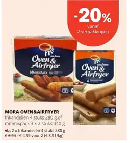 Spar MORA OVEN&AIRFRYER frikandellen 4 stuks 280 g aanbieding