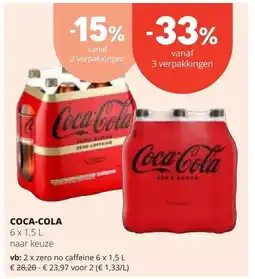 Spar COCA-COLA zero no caffeine 6 x 1,5 L aanbieding