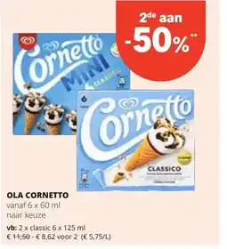 Spar OLA CORNETTO classic 6 x 125 ml aanbieding