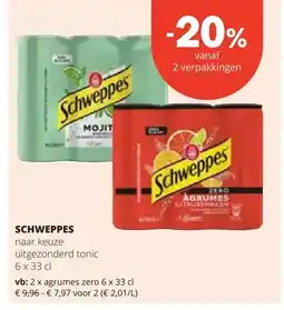 Spar SCHWEPPES agrumes zero 6 x 33 cl aanbieding