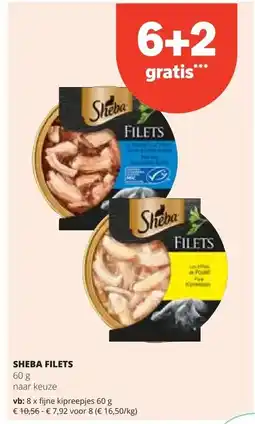 Spar SHEBA FILETS fijne kipreepjes 60 g aanbieding
