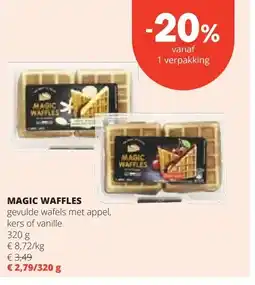 Spar MAGIC WAFFLES gevulde wafels met appel, kers of vanille 320 g aanbieding