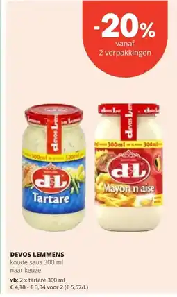 Spar DEVOS LEMMENS tartare 300 ml aanbieding