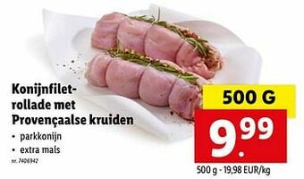 Lidl Konijnfiletrollade met provençaalse kruiden aanbieding