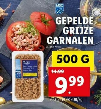 Lidl Gepelde grijze garnalen aanbieding