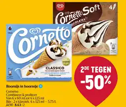 Delhaize Roomijs in hoorntje aanbieding