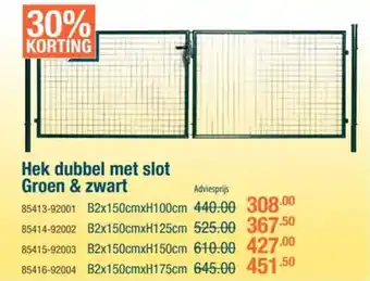 Cevo Hek dubbel met slot Groen & zwart aanbieding