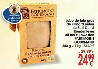 Cora Lobe de foie gras de canard entier du sud-ouest eendenlever uit het zuidwesten patrimoine gourmand aanbieding