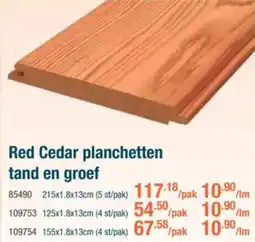 Cevo Red Cedar planchetten tand en groef aanbieding