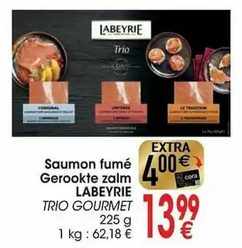 Cora Saumon fumé gerookte zalm labeyrie trio gourmet aanbieding
