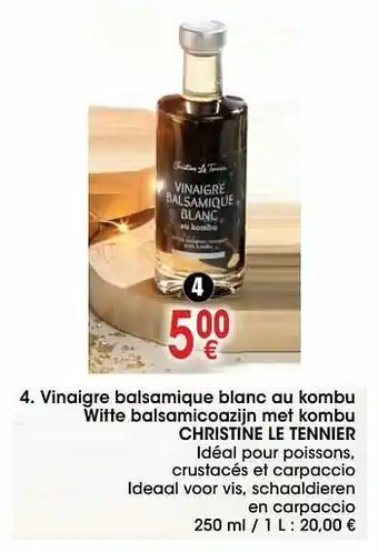 Cora Vinaigre balsamique blanc au kombu witte balsamicoazijn met kombu christine le tennier aanbieding