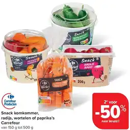 Carrefour Snack komkommer, radijs, wortelen of paprika’s Carrefour aanbieding