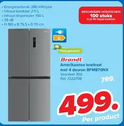 Carrefour Amerikaanse koelkast met 4 deuren BFM870NX aanbieding