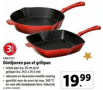 Lidl Gietijzeren pan of grillpan aanbieding