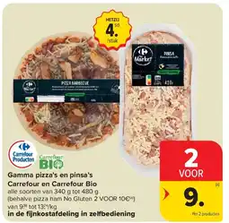 Carrefour Gamma pizza’s en pinsa’s Carrefour en Carrefour Bio aanbieding