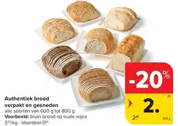 Carrefour Authentiek brood verpakt en gesneden aanbieding