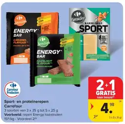 Carrefour Sport- en proteïnerepen Carrefour aanbieding