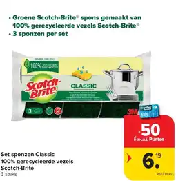 Carrefour Set sponzen Classic 100% gerecycleerde vezels Scotch-Brite aanbieding