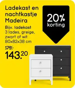 Leen Bakker Ladekast en nachtkastje Madeira aanbieding