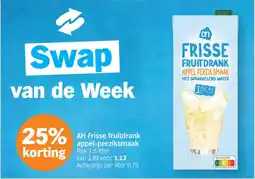 Albert Heijn AH Frisse fruitdrank appel-perziksmaak aanbieding