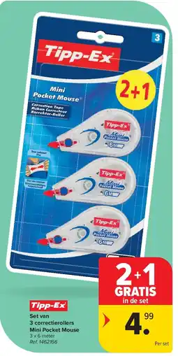 Carrefour Set van 3 correctierollers Mini Pocket Mouse aanbieding