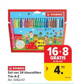 Carrefour Set van 24 kleurstiften Trio A-Z aanbieding