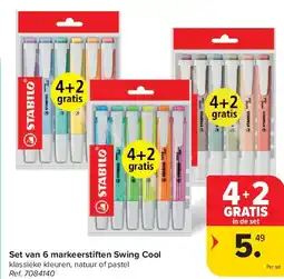Carrefour Set van 6 markeerstiften Swing Cool aanbieding