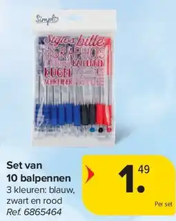 Carrefour Set van 10 balpennen aanbieding
