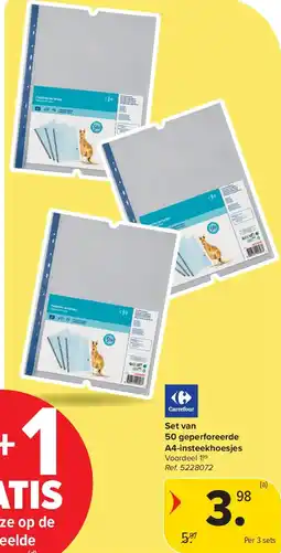 Carrefour Set van 50 geperforeerde A4-insteekhoesjes aanbieding