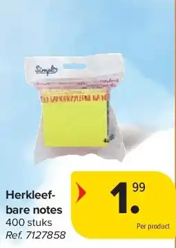 Carrefour Herkleefbare notes aanbieding