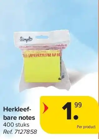 Carrefour Herkleefbare notes aanbieding