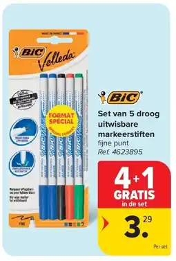 Carrefour Set van 5 droog uitwisbare markeerstiften aanbieding