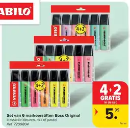 Carrefour Set van 6 markeerstiften Boss Original aanbieding