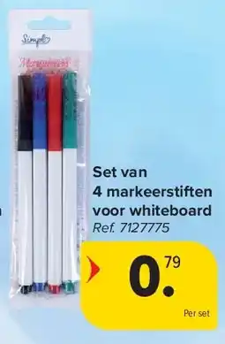Carrefour Set van 4 markeerstiften voor whiteboard aanbieding