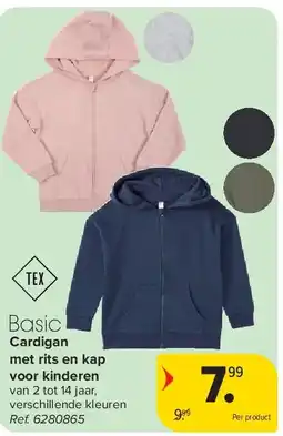 Carrefour Cardigan met rits en kap voor kinderen aanbieding