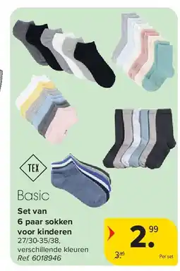 Carrefour Set van 6 paar sokken voor kinderen aanbieding